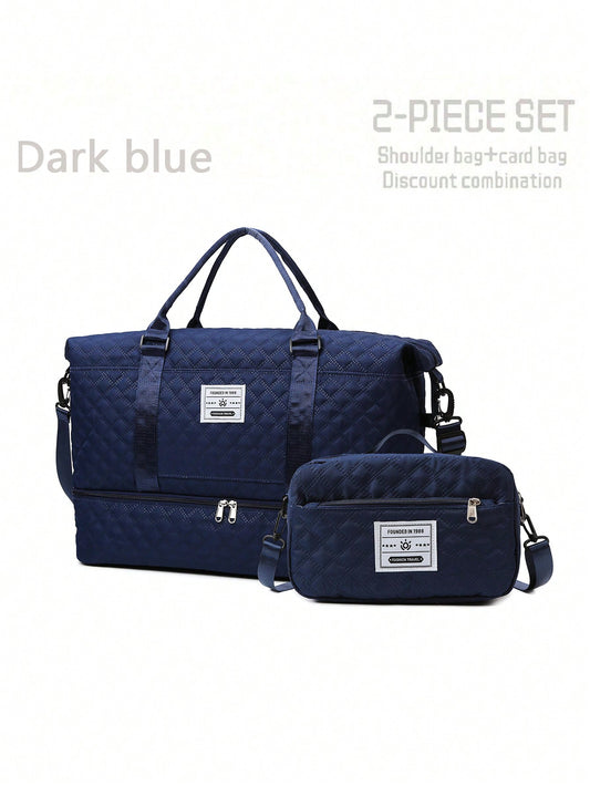 2PCS Large Capacity Travel Duffel Bag, Wet and Dry Separation Fitness Bag, Weekend Overnight Shoulder Bag, Hospital Necessary Mommy Bag, Travel Bag, Holiday Bag, Weekend Bag, Overnight Bag, with a Pull Bar Bag, with Shoe Storage, Durable Boarding Bag, Cosmetics Storage Bag